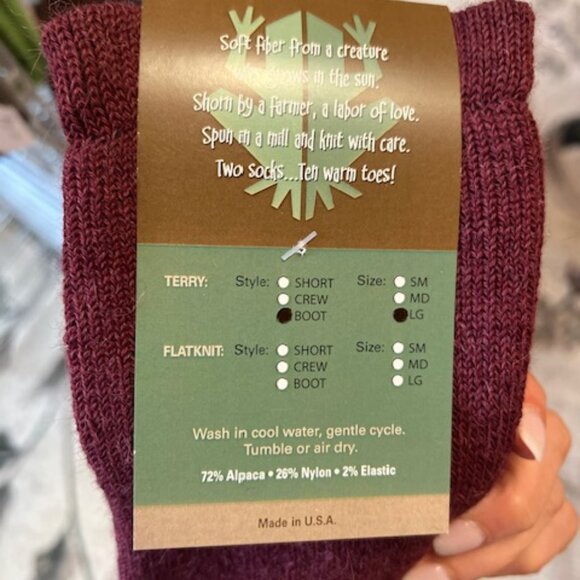 - Alpaca Socks with Image Burgundy Boot Socks - Picture 2 of 2